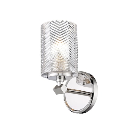 Dover Street 1 Light Wall Sconce, Polished Nickel & Clear